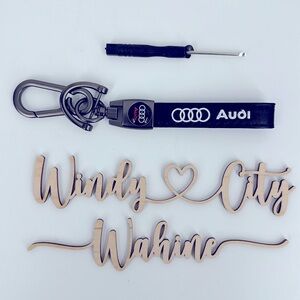 NWT Audi Black Leather Keychain